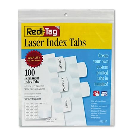 Redi-Tag Redi-Tag Corporation 33117 1.13 in. Laser Printable Index Tabs; White 33117